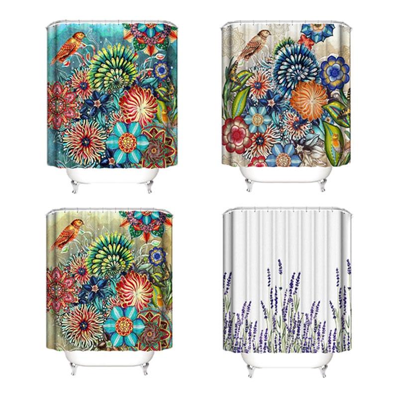 Series Bohemia Flower 3d Digital Printing Polyester Waterproof Shower Curtain