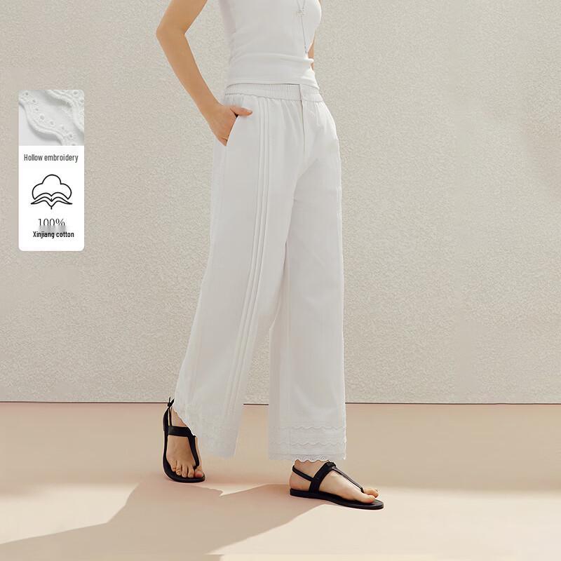 INMAN Women s French Style Embroidered Pleated Wide-Leg Pants XL