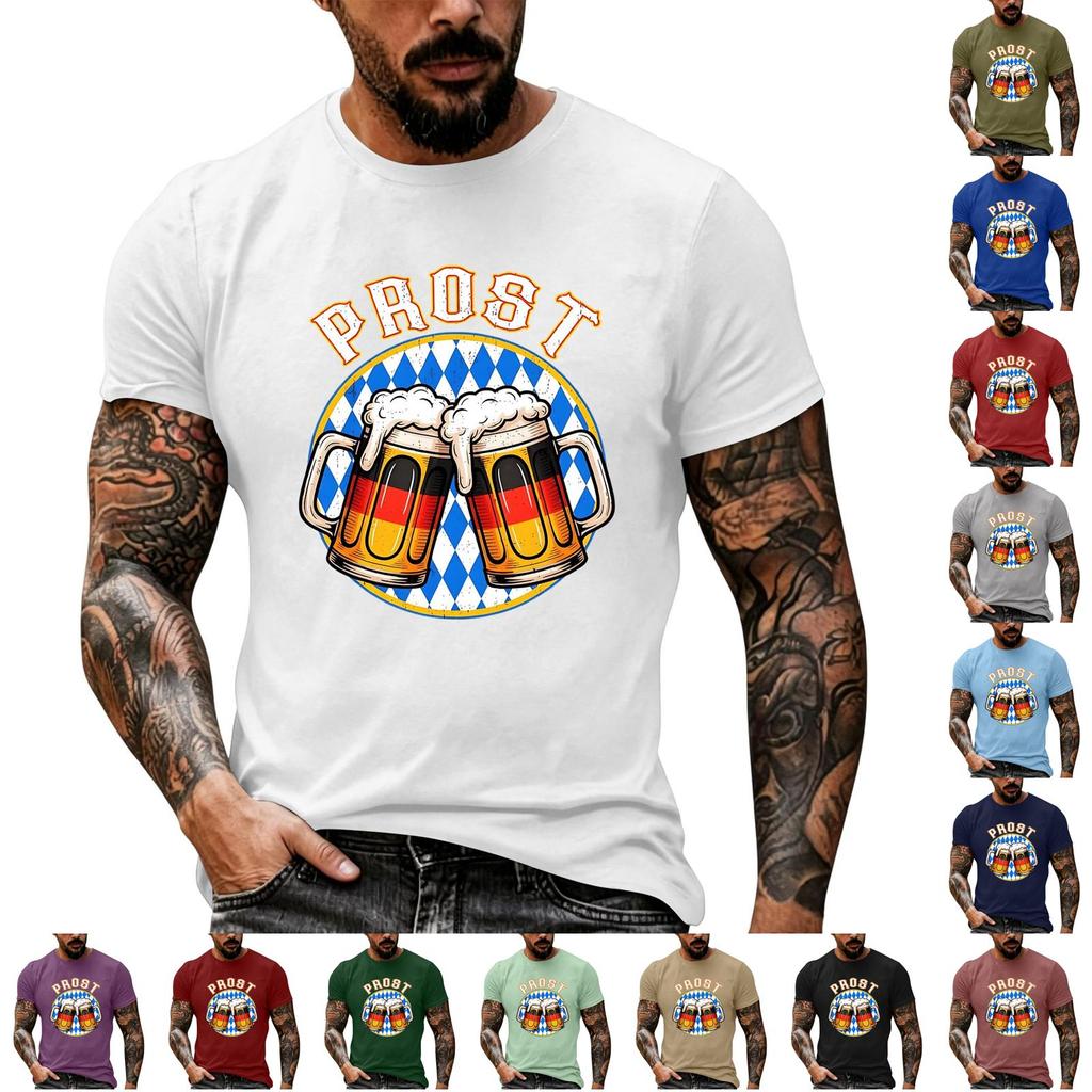 Men's Retro Festival Print Short Sleeve T-Shirt, Loose Fit Casual Summer Top
