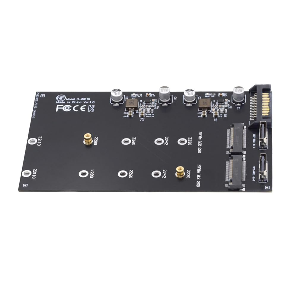 Cablecc Dual Oculink to NVMe NGFF PCIe SSD 2280 22110mm Adapter SFF-8612 SFF-8611 M-Key M.2 (for Motherboard)