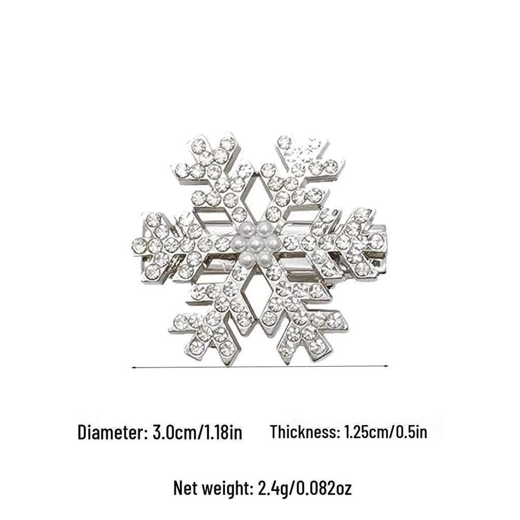 High-End Strass Schneeflocken Haarspange - Voll Diamant Metall Entenschnabel für krauses Haar