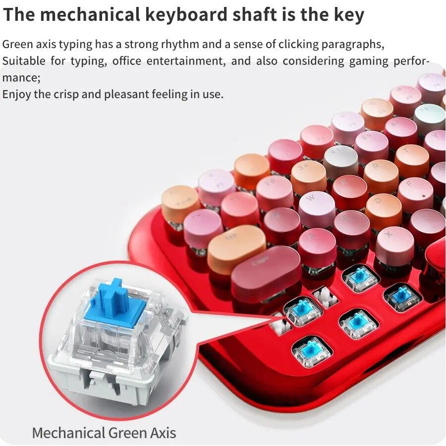 LUSC Mechanical Bluetooth Keyboard,Bluetooth and Wired Connection Methods,light and Charge,for Tablets, Desktops,laptops