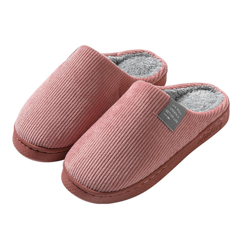 Winter cotton slippers women's thickened couple home home home thick bottom non-slip cotton drag plush men's slippers