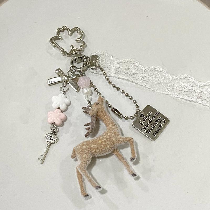 Versatile Portable Deer Keychain Handmade Phone Charms Korean Style Diy Bead Case