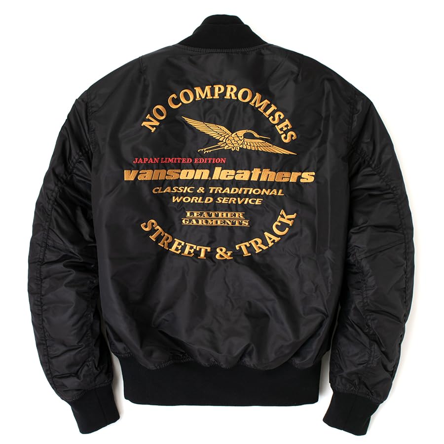 Vanson Men's MA-1 Jacket TVS2308W Black/Yellow