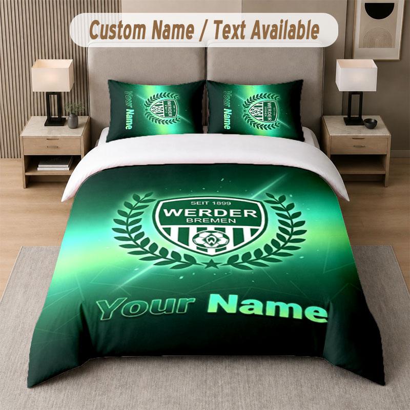 Custom Bedding Set Werder Bremen FC Pattern, Print Name Text 1 Duvet Cover plus 2 Pillowcases Home Textile