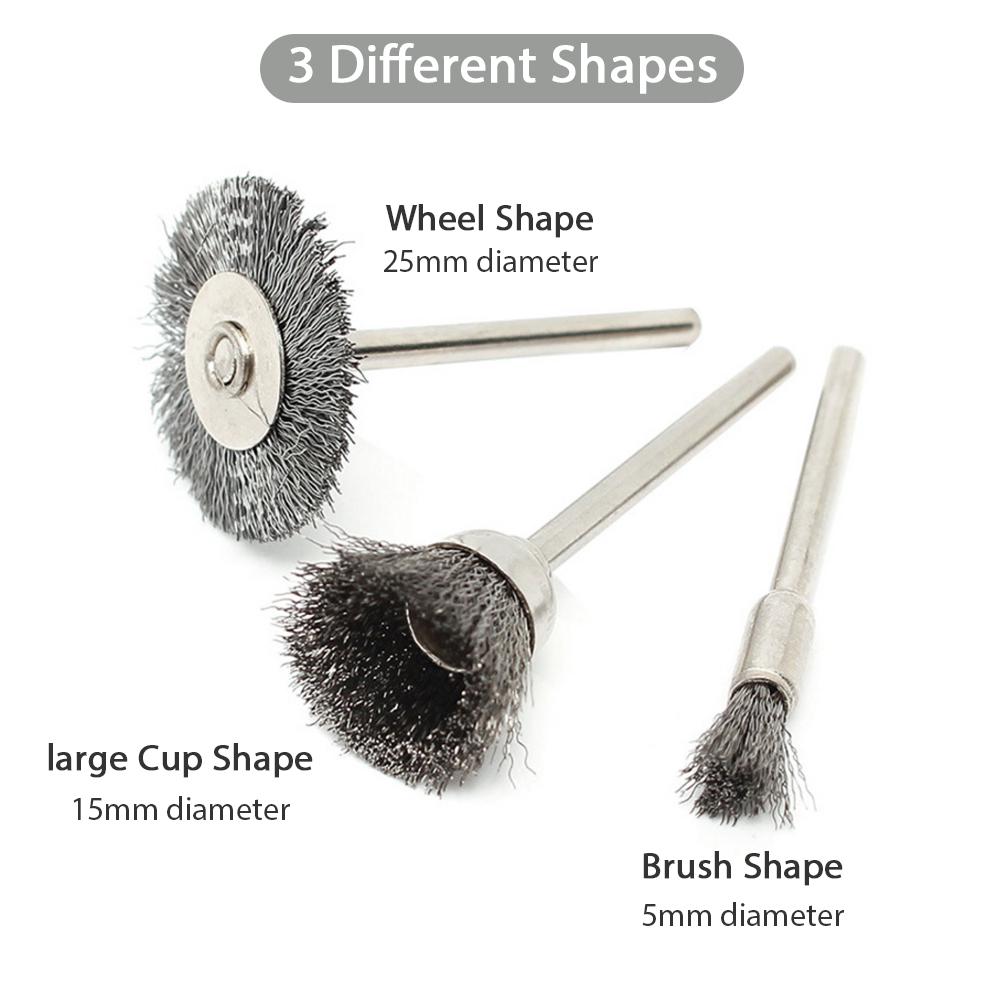 

45-Pieces Stainless Steel Wire Brush Wheel Set 1Celsius8 Shank Wire Brush 10Celsius15Celsius25mm Diameter Brush Wheel for Polishing Grinding