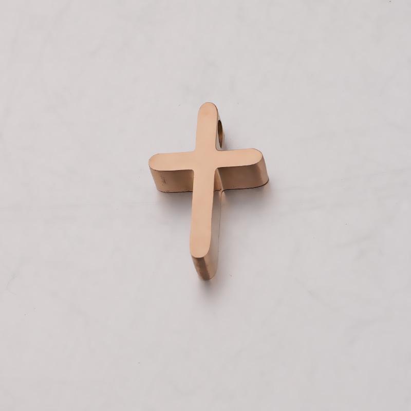 Sleek Stainless Steel Cross Pendant Necklace with Hole Bead
