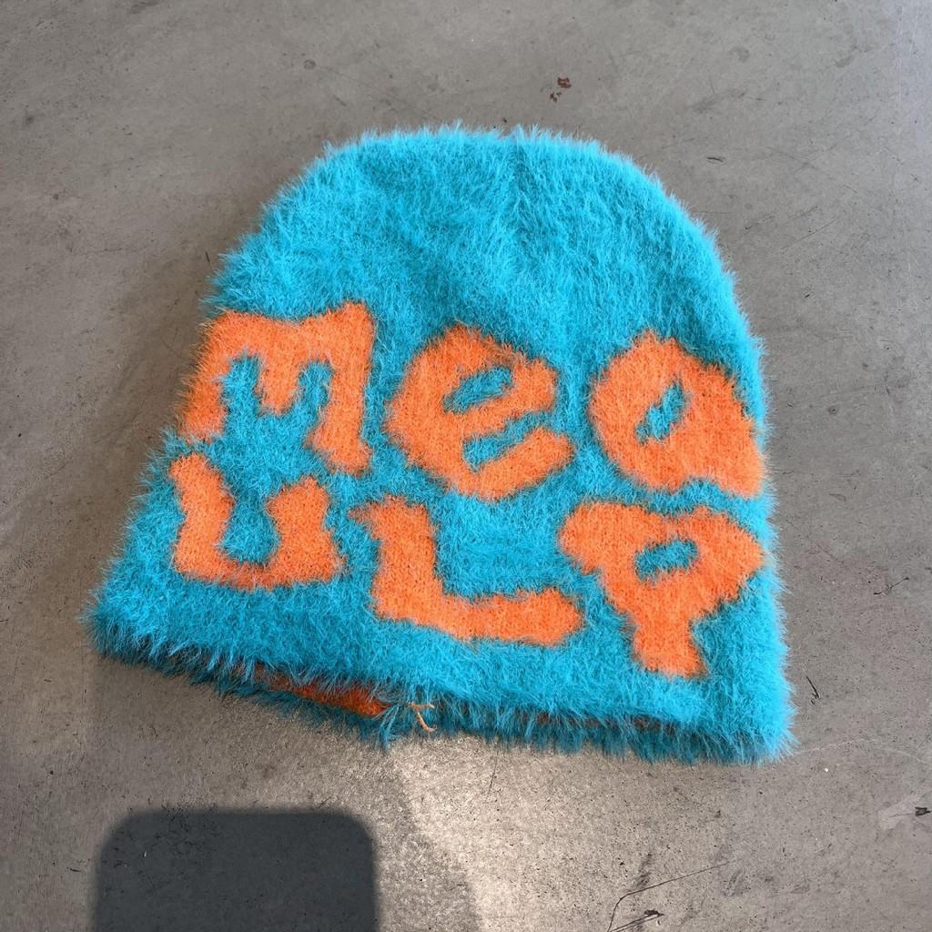 Hat Minimalist Knit Embroidered Letters Meaulp Winter Warmth Protection Earmuff
