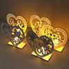 1pc Cute Wooden Heart Sharped LED Candle Lamp Table Ornament Wedding Party Festival Decor