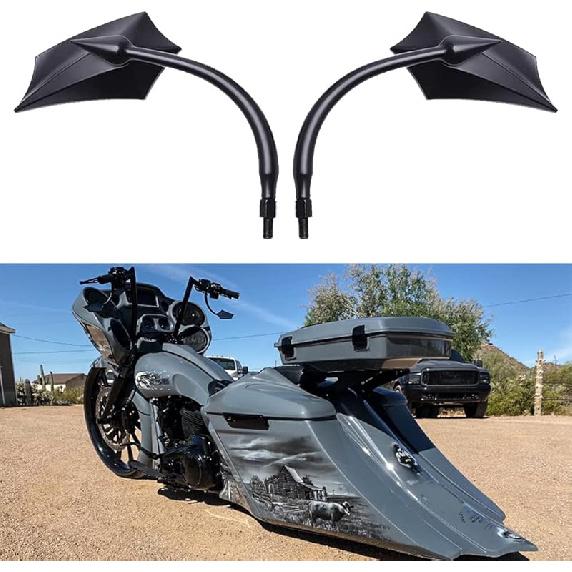 Chrome Oval Shape Motorcycle Mirrors,Upgrade Rearview Motorcycle Mirrors Compatible with Harley Road King Softail Street Glide Electra Dyna And More