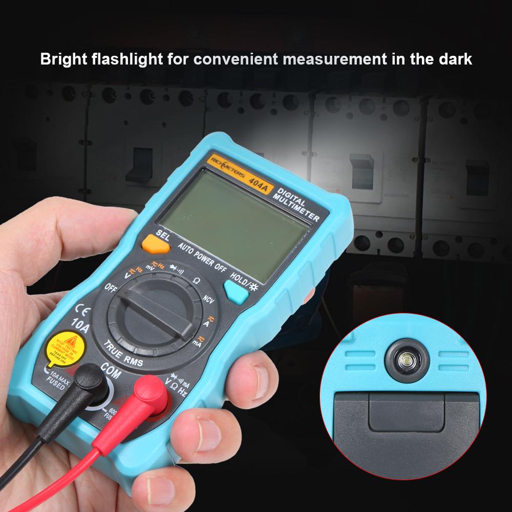 RICHMETERS 404A Digital Multimeter Auto Ranging Ammeter True RMS Smart NCV Portable 4000 Counts LCD Display Auto Range