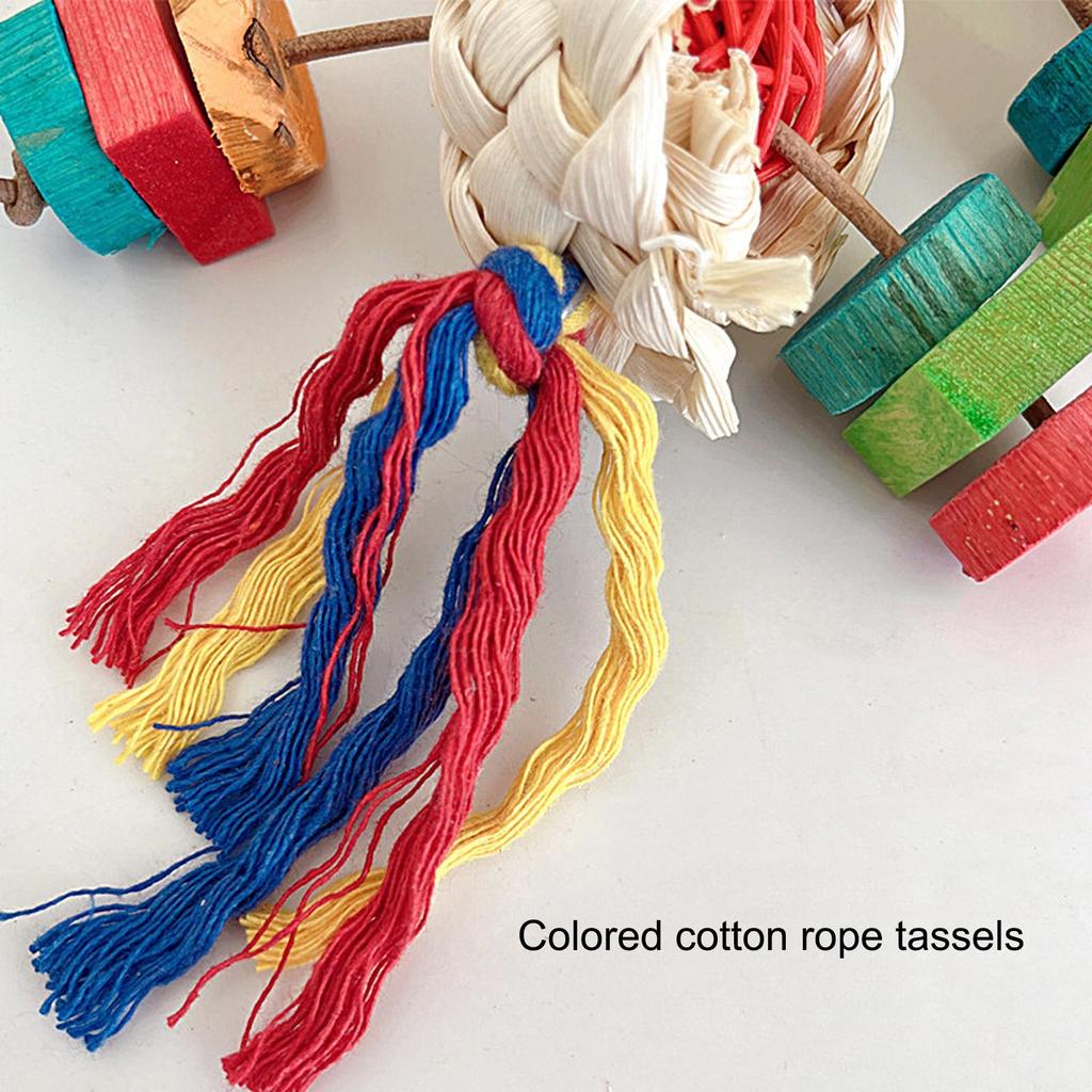 Bird Chew Toys Chewing Colorful Wooden Natural Games Bird Enrichment Toys For Playground Outdoor Patio Inside Hammock Window