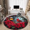 1pc Christmas Cardinal Poinsettia Chair Carpet for Office, Round Non Slip Durable Large Size Office Carpet, Suitable for Office