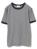 Beams Heart Tee Waffle Striped Pullover Navy One Size S/S Women's