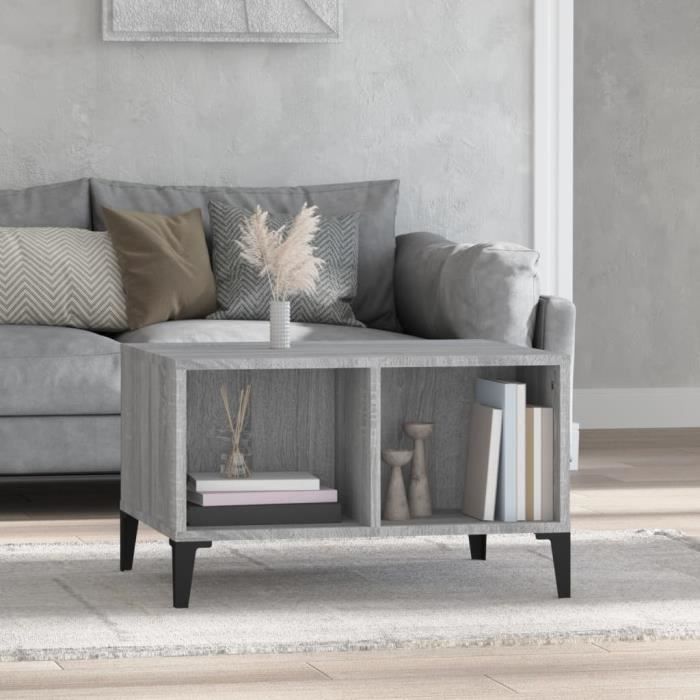 821042 vidaXL Table basse Sonoma gris 60x50x36,5 cm Bois d'ingénierie