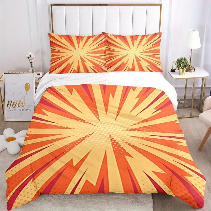 3pcs Sunburst Vibrant Bedding Cover Set, Fashion Classic Popular Print Bedding Set, Soft Comfortable, All Season Use, For Bedroom, Guest Rooma0819153