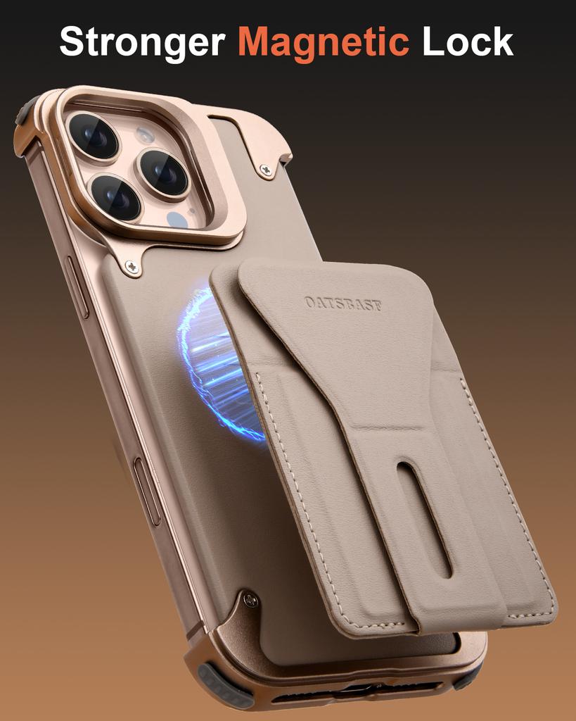 Eary for iPhone 16 Pro Max Phone Case with Stand Magnetic Wallet Card Holder Card Slot Wireless Charging Bumper Protective Cover
