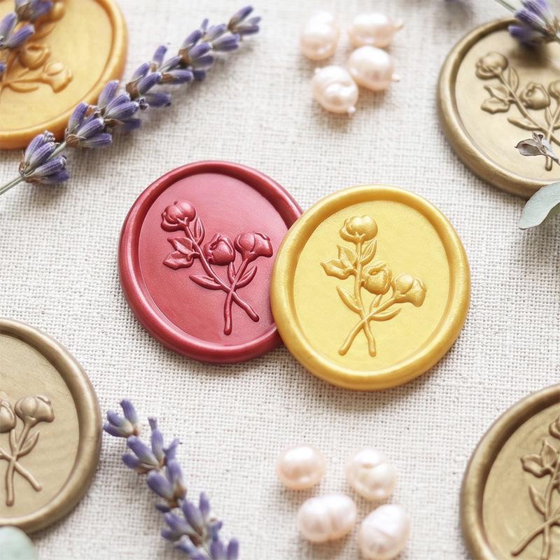 Embossed Three Roses Wax Seal Sticker for Invitations and Envelopes