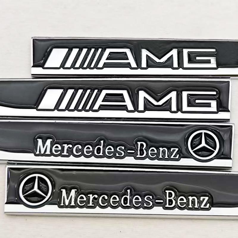AABHA1 2pcs 3D Metal Car Fender Side Wing Mercedes AMG Logo Emblem Badge Sticker For Mercedes Benz AMG B C E G Class GLB GLC GLK GLE