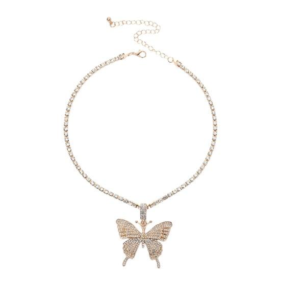 Women Butterfly Necklace with Full Diamond Pendant Choker