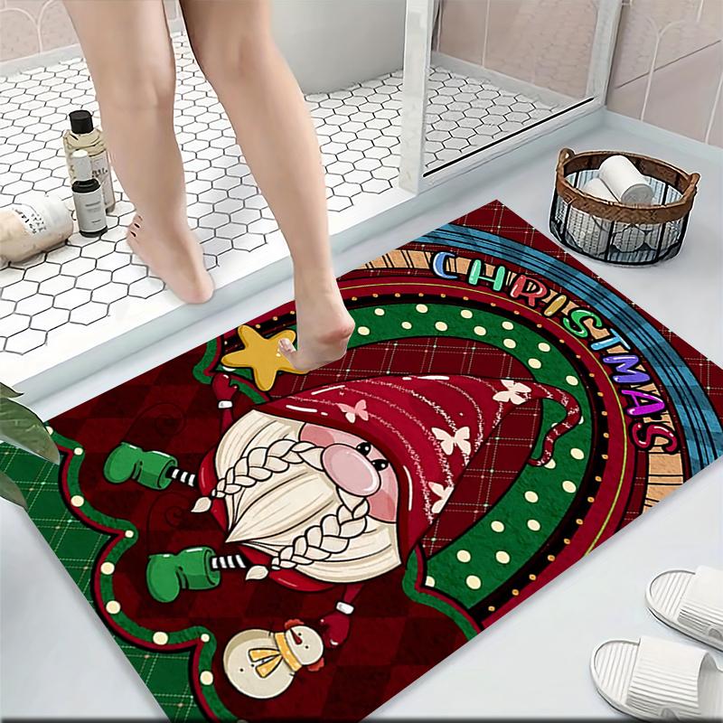 1Pc Gnome Christmas Tree Celebration Carpet Rug Soft Washable Antislip Home Living Room Sofa Mats Personalized Christmas Rug
