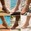 Summer Multilayer Stacked Rice Bead Ankle Chains For Women Boho Starfish Shell Conch Foot Chain Daily Beach Party Foot Jewelry