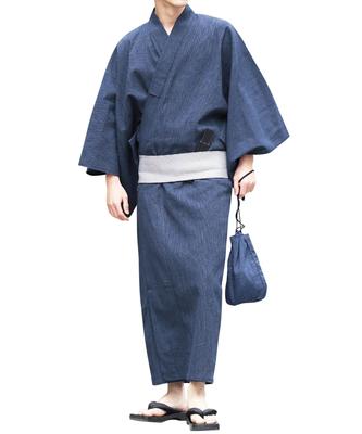 Yukata 6dílná sada Shingen Pas XL Modré mrholení Snadno na Yukata Letní Japonec Japonec [Rochelle] Pánské (Yukata, Obi, Geta, Taška, Ventilátor, Pás) B,