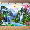 21 pieces of magical waterfalls and cherry blossoms swans koi fish and pagodas - Asian landscapes in synthetic natural scenes