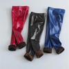 Girls' Fleece-Lined Faux Leather Slim-Fit Leggings - Warm Autumn/Winter Pants