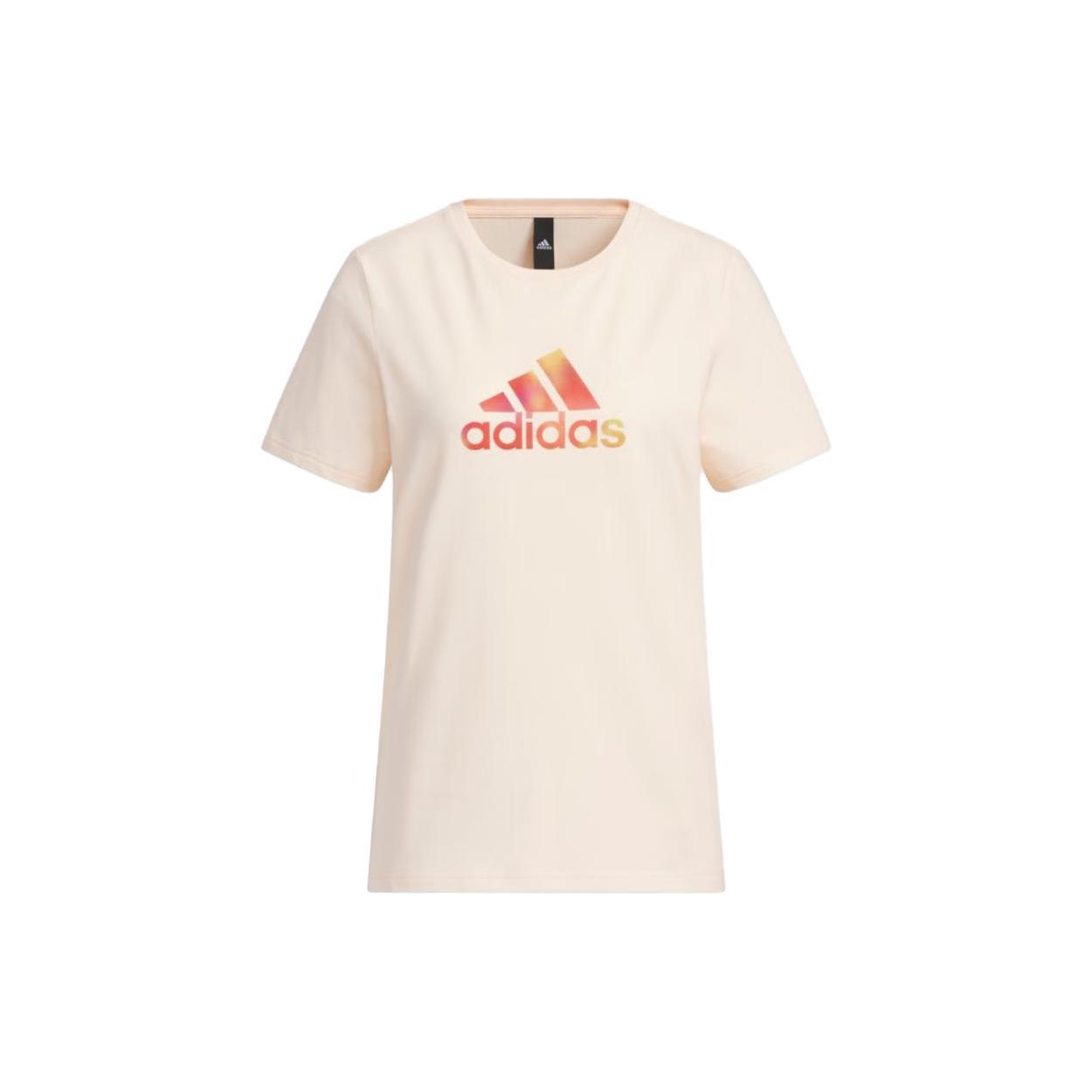 

New Adidas Drop Shoulder Sleeve T Shirt Women s Light Pink HY2888 S