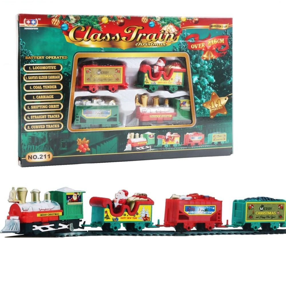 ABS Electric Train Set Battery Powered Electric Rail Cart New Railway Car Toy  Xmas Gifts