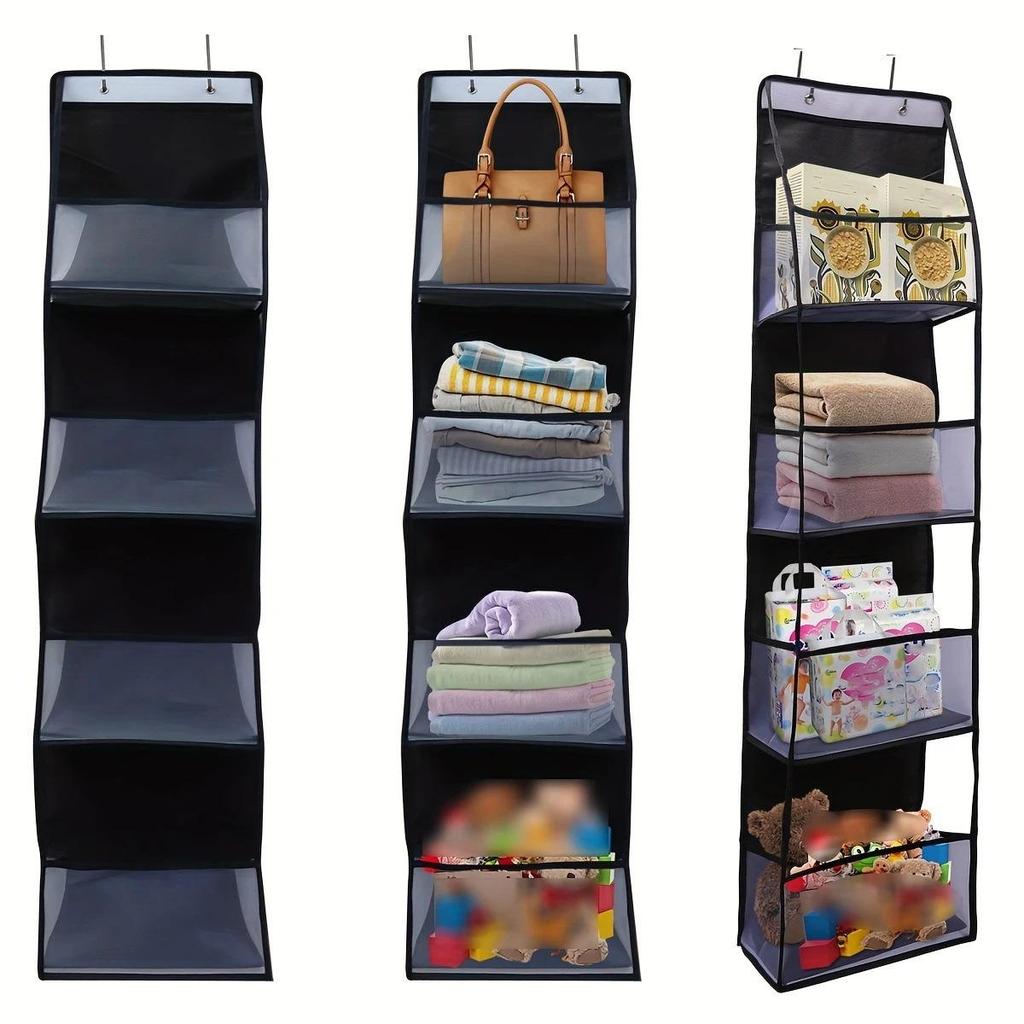 Wall-Mounted Mesh Storage Bag: Layered Hanging Organizer with Transparent Design