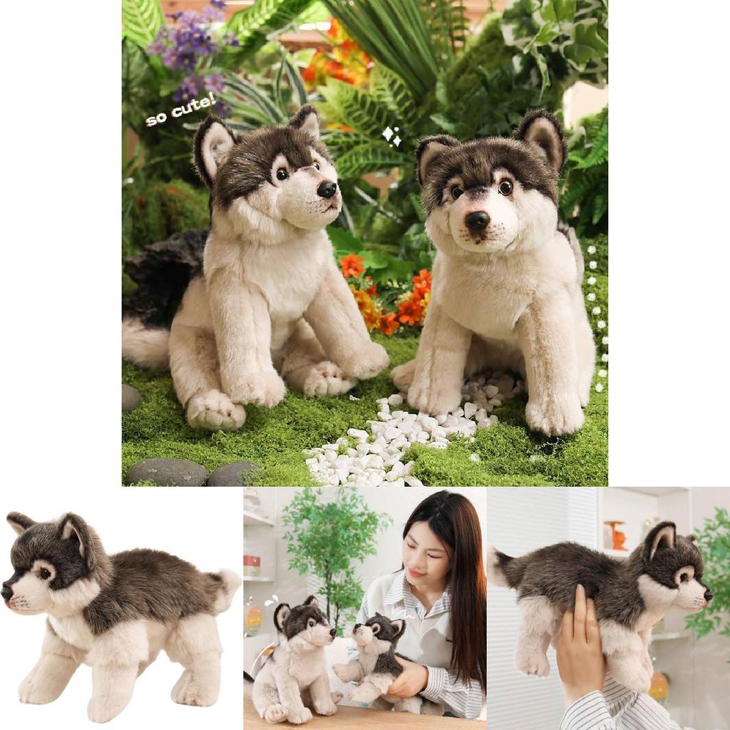 Wolf Plush Toy Animal Figurine With Short Pile Material For Kids And Adults