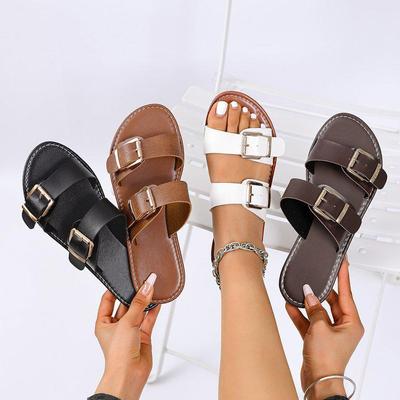 2025 Plus Size Women's Buckle Strap Flat Outdoor Flip-Flops