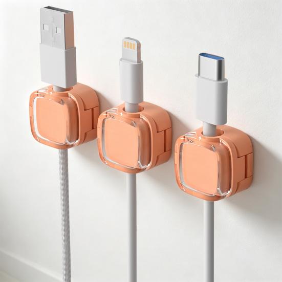 3/6Pcs Magnetic Cord Holder Adhesive Home Office Nightstand Desk Cable Organizer Wire Management Clip Phone Charging Cord Keeper