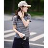 Women's Striped Color Block Round Neck T-Shirt