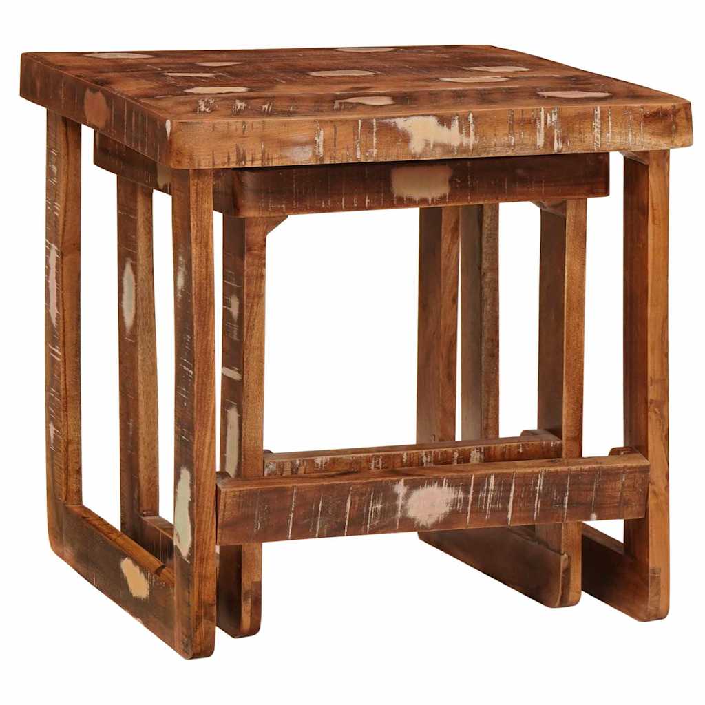 Nesting Tables Set of 2 46 X 46 X 45 Cm Solid Upcycled Wood