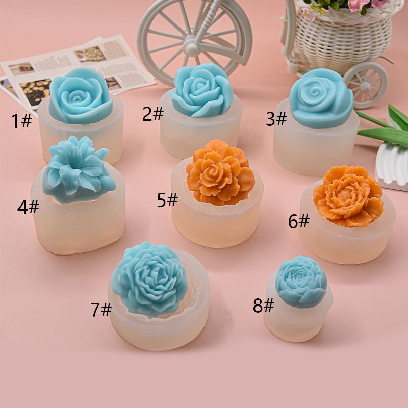 3D Flower Series Silicone Candle Mold Home Handmade Rose/Peony Scented Candle Making Supplies Diy Chocolate Cake Baking Tools