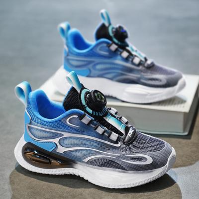 Boys' Sneakers Autumn Mesh Breathable Spring and Autumn Rotating Button Children's Shoes Boys Running Shoes Super Lightweight