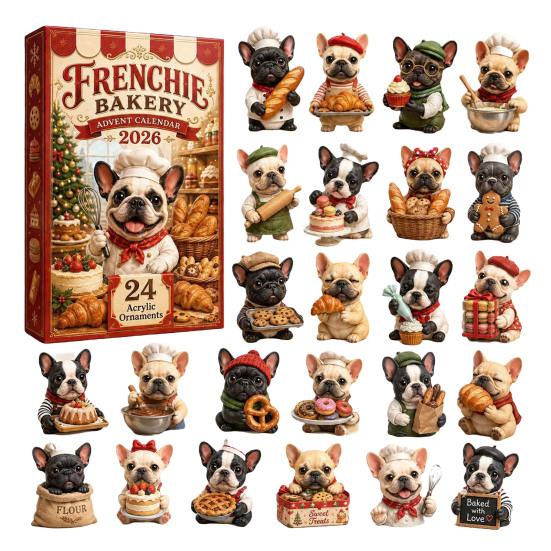 Acrylic Collectible Toys 2026 Dog Christmas Advent Calendar, 24-Day Ornament Set with Mini Puppy New Year Celebration Gift Figures, 2D