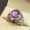Bague en Argent Sterling 925 avec Pierre Précieuse Améthyste Taille Ovale Pour Homme #A674 JL375658843111