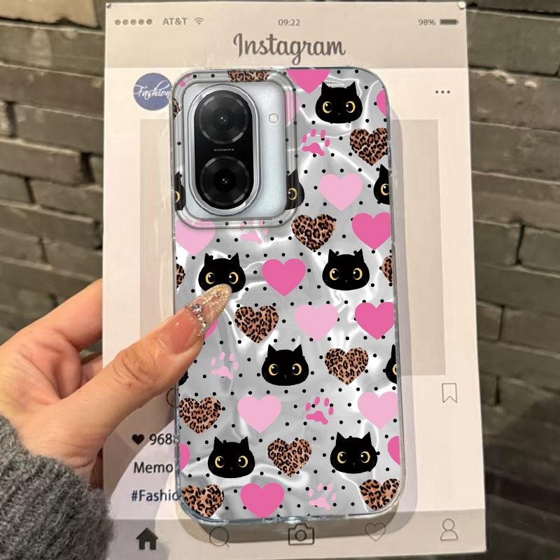 Cartoon Cat Love Heart Girls Case For Xiaomi Redmi 14C 13C 10 9A 9C Note 14 13 12 11 10S 9 8 Pro Plus A5 A4 A3 A2 A1 Funda Cover