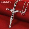 New 925 Sterling Silver 16-30 Inches Fine 60MM Cross Necklace For Women Men Fashion Charm Wedding Party Jewelry