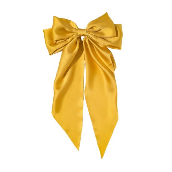 Ribbon Bowknot Decor Hair Pin Satin Fabric Spring Hair Clip Anti-slip Design Decorative Bow Ribbon Back Head Hair Clip Hair Accessory