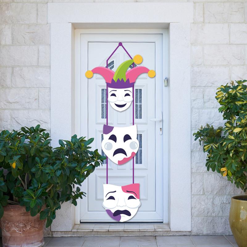 

Gras Mardi Themed Cartoon Clown Door Hanging Party Decor For Celebrations StyleC