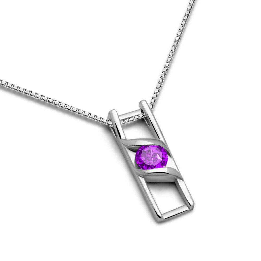 Necklace Single Inlaid Gemstone Elegant Chain Simple Box Chain Platinum Plated Charm Jewelry