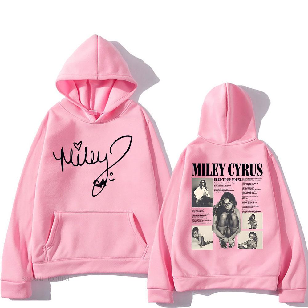 Singer Miley Cyrus Hoodies Long Sleeve Casual Hooded Sweatshirts Hip Hop Graphic Printing Pullovers Hooded Sudaderas Mens