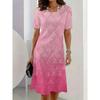 Women's Round Neck Loose Casual Random Print Short Sleeve Dress