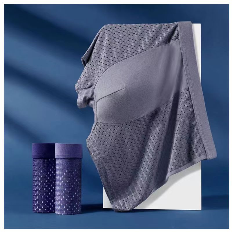 2PCS Men's Panties Men Underwear Boxer Shorts Summer Ice Silk Mesh Breathable High Quality Hole Shorts Male Sexy Underpant